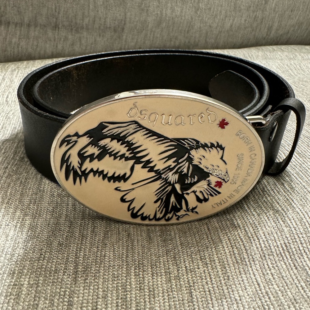 Dsquared2 Eagle Belt Buckle With Leather Belt Size L